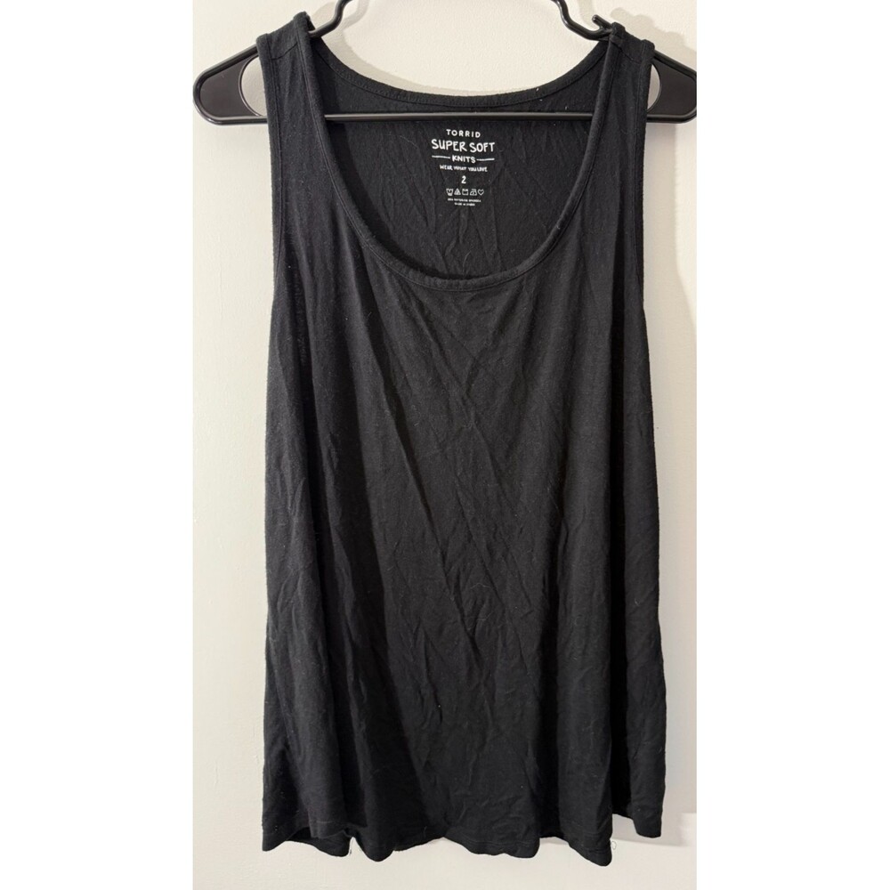 Torrid Black Tank Top Sleeveless Goth Emo Women's Plus 2X Soft Knit Capsule Long
